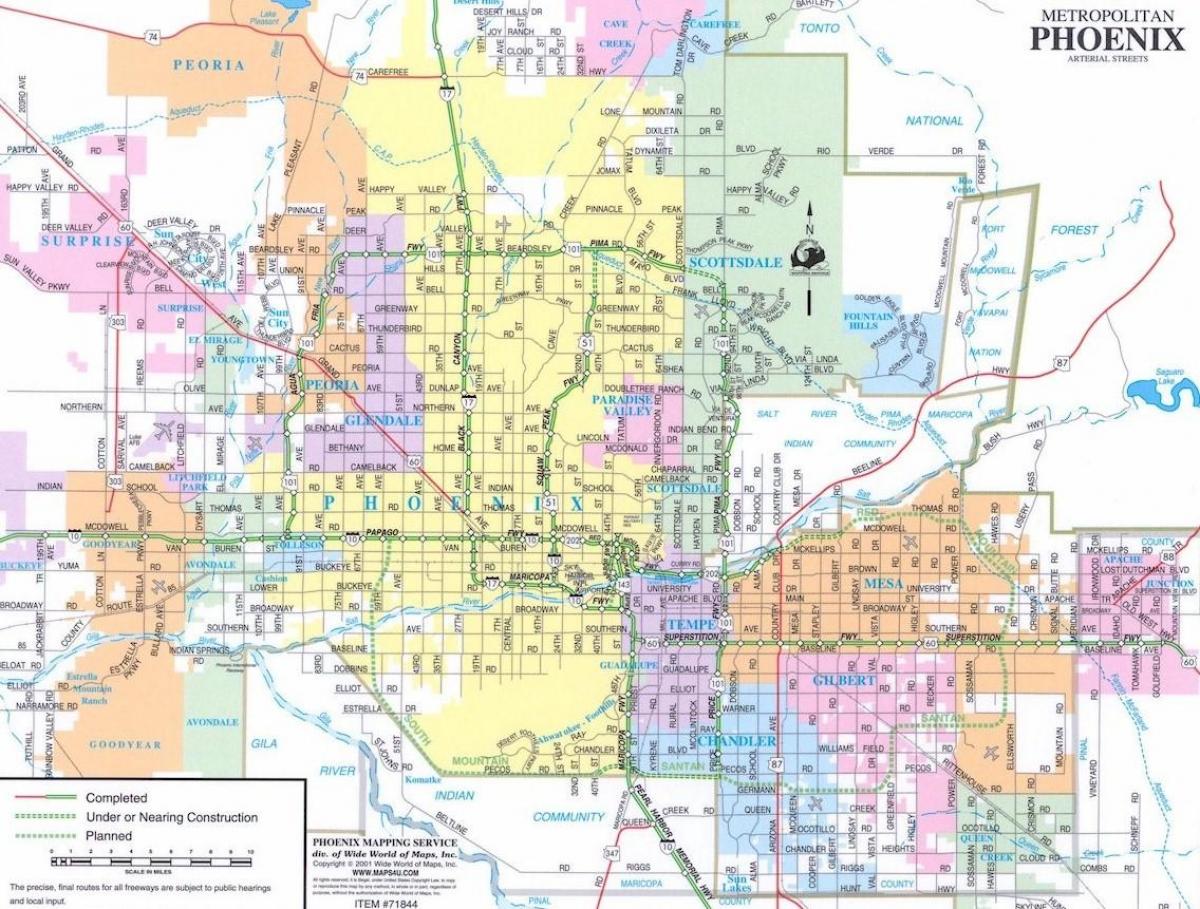 フェニックスアリゾナの市内地図