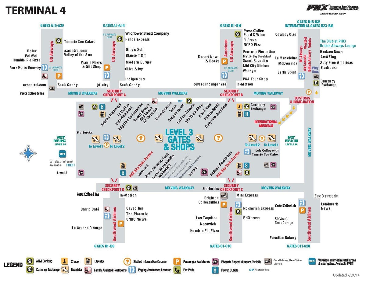 スカイハーバー空港ターミナル4地図