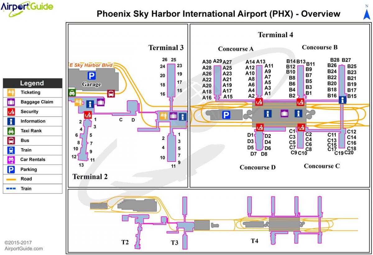 スカイハーバー空港ターミナルビルの地図